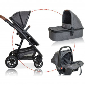 BabyGo - Carucior 3 in 1 Simplex, Grey Melange - Img 1