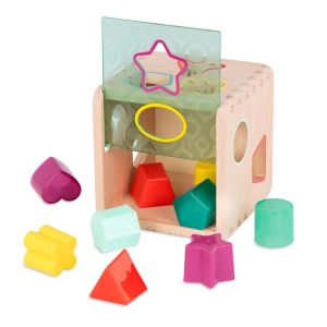 Cub educativ din lemn cu 9 forme diferite B.Toys - Img 4
