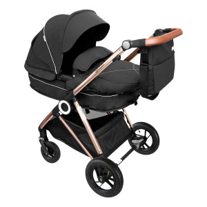 BabyGo - Carucior 3 in 1 AIR Halime black – cadru Gold - Img 3