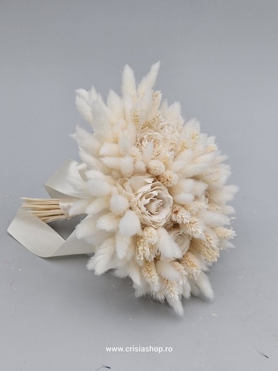Buchet mireasa flori uscate, special ivory 3