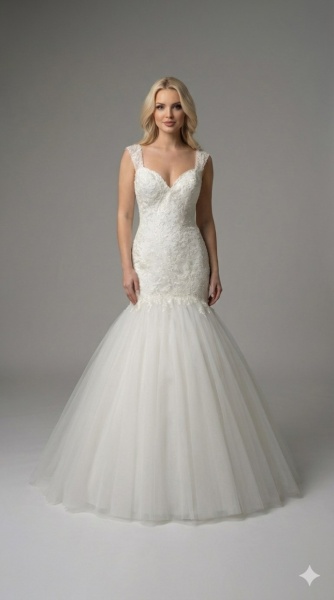 Rochie de mireasa Delphine, off-white, sirena si printesa.
