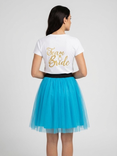 Tricou alb, Team Bride, fusta turquaz. - Img 2