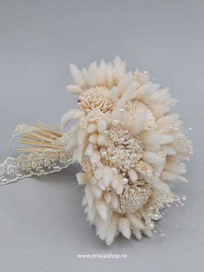 Buchet mireasa flori uscate, ivory special - Img 2