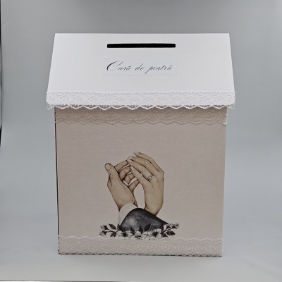 Casa pentru bani, dantela alba, model cu maini, XXL