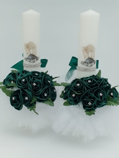 Lumanari cununie buchet verde
