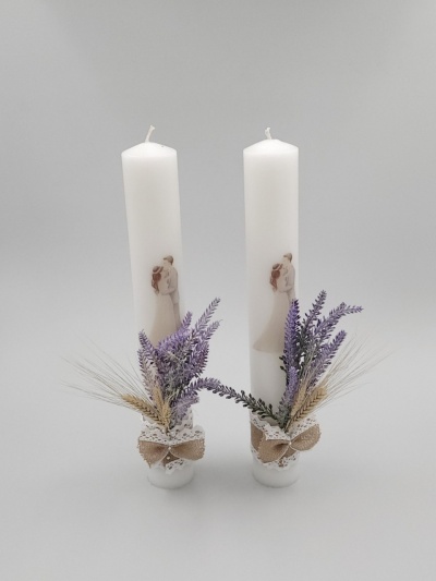 Lumanari Cununie lavanda rustic