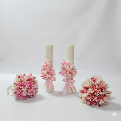 Set Lumanari si buchete fuxia