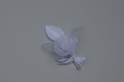 Floare nunta F organza alb - Img 2