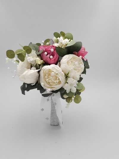 Buchet bujori ivory cu roz