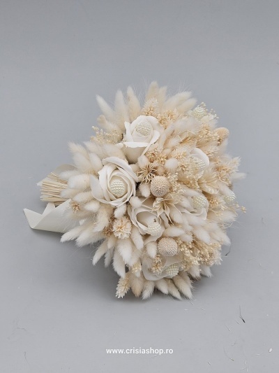 Buchet mireasa flori uscate, special ivory 4