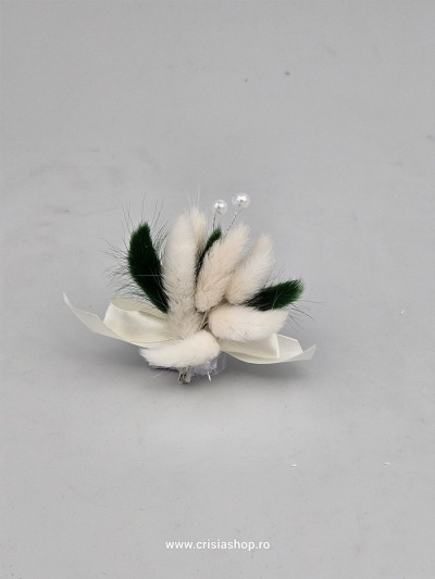 Floare nunta, flori uscate, lagurus verde si crem