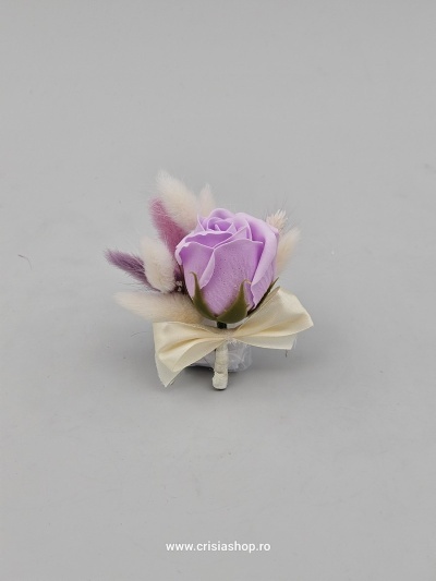 Floare nunta, trandafir lila, lagurus crem si lila