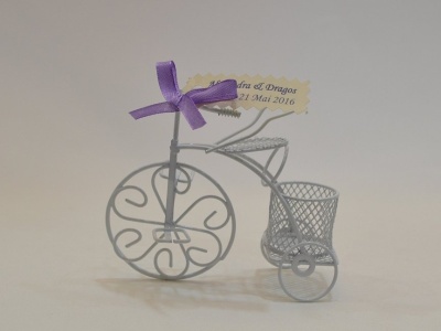 Marturie Nunta Bicicleta alba Cos Mic - Img 2