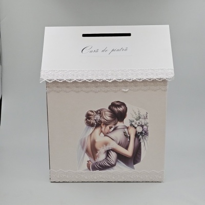 Casa pentru bani, dantela alba, miri in brate, model XXL