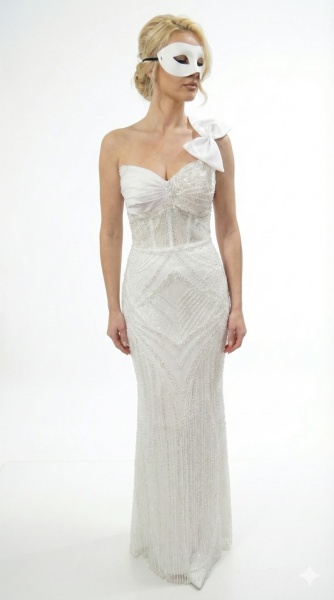 Rochie de mireasa Mirabela, funda pe umar, off-white - Img 2