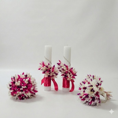 Set Lumanari si buchete Magenta Dream