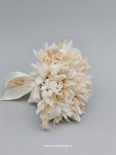 Buchet mireasa flori uscate, ivory special no 4 - Img 2