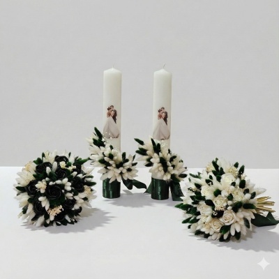 Set Lumanari si buchete, tematica verde1