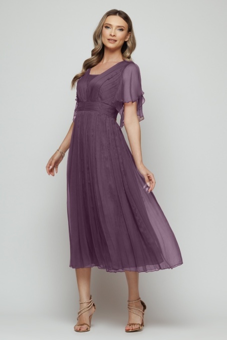 Rochie 'Elise' violet prună din mătase naturală