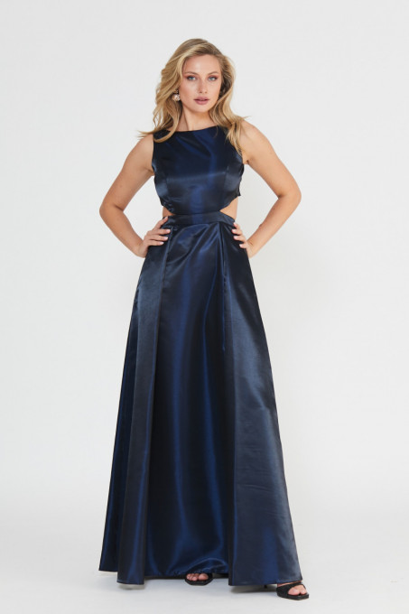 Rochie maxi satinata cu decupaje