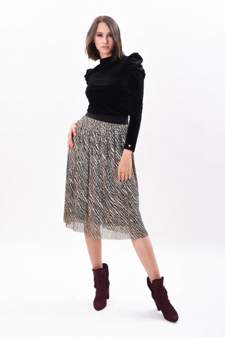 Fustă aurie lame animal print