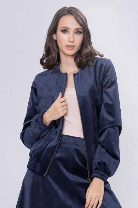 Jachetă din catifea bleumarin