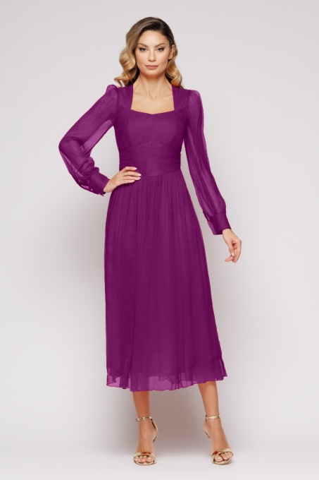 Rochie 'Isadora' raspberry din mătase naturală