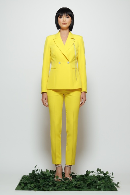 Pantaloni 'Timothea' conici galben vibrant
