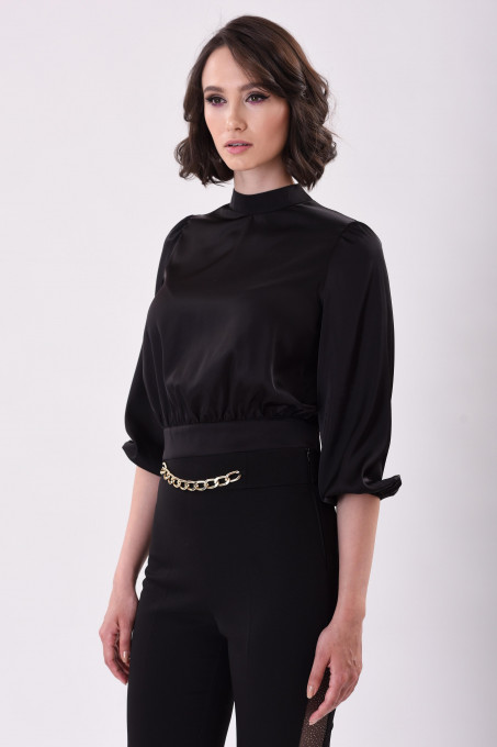 Bluză cropped din satin