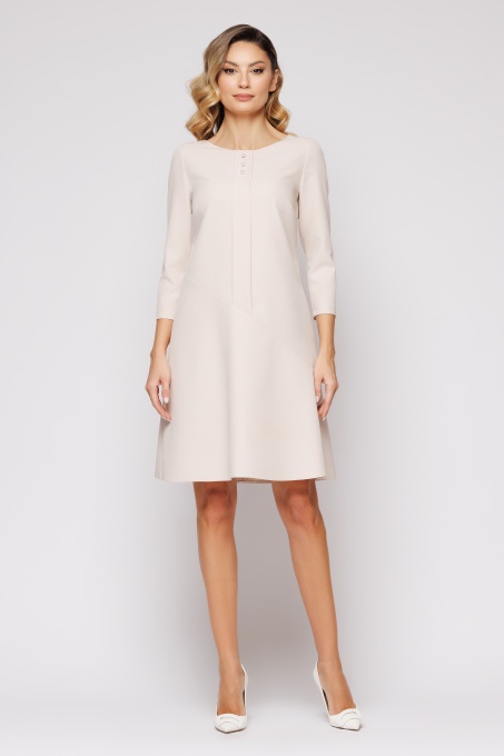 Rochie 'Evy' ecru cu nasturi tip perla