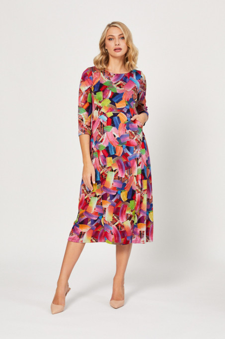 Rochie lejeră cu imprimeu multicolor