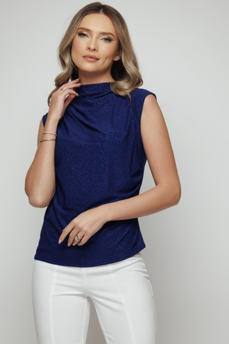 Top 'Eugénie' albastru regal sidefat