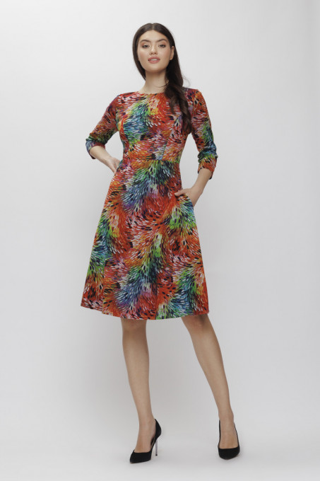 Rochie 'Josephine' din tricot cu print multicolor