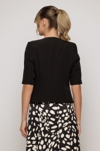 Compleu format din rochie și sacou negru cu floare decorativă - Img 6
