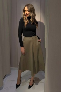 Fustă 'Lynelle' evazată cu imprimeu pepit - Img 1