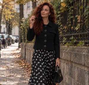 Jachetă 'Tiffany' neagră matlasată din stofă