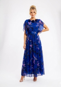 Rochie 'Alessia' lungă din mătase naturală imprimată și vâscoză - Img 3