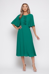 Rochie 'Amélie' midi verde cu cordon detașabil - Img 4