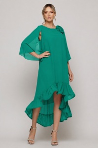 Rochie 'Anemona' verde mentă din voal cu detaliu floral - Img 2