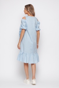 Rochie 'Annabelle' bleu din bumbac cu volane - Img 7