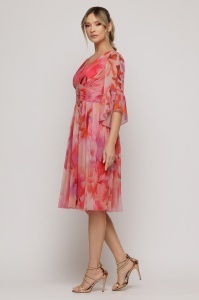 Rochie 'Arielle' din voal mătăsos cu imprimeu vibrant - Img 3