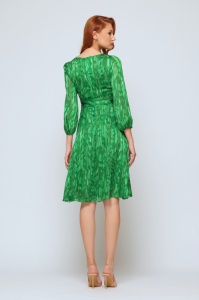 Rochie 'Aubrielle' verde din voal imprimat - Img 6