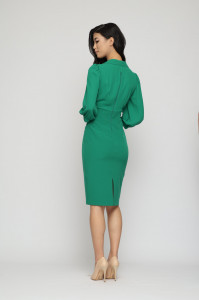 Rochie 'Ava' verde office cu guler - Img 6
