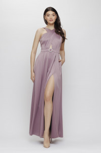 Rochie 'Christine' lila maxi cu decupaj - Img 3