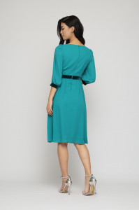 Rochie 'Eizabeth' albastru turquoise cu detalii din catifea - Img 6