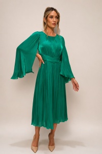 Rochie 'Elara' verde smarald cu mâneci ample
