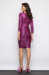 Rochie 'Eris' magenta din lurex sidefat - Img 4