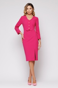Rochie 'Eveline' fucsia cu nasturi - Img 2
