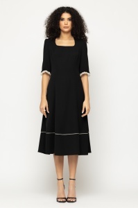 Rochie 'Giselle' midi cu detalii contrastante - Img 3