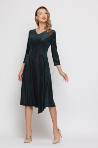 Rochie 'Kendra' verde închis din catifea texturată - Img 3